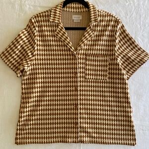 Brixton Button Up Collared Shirt Retro Diamond Pattern Size M